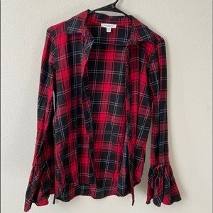 Plaid Sleeve Detail Top